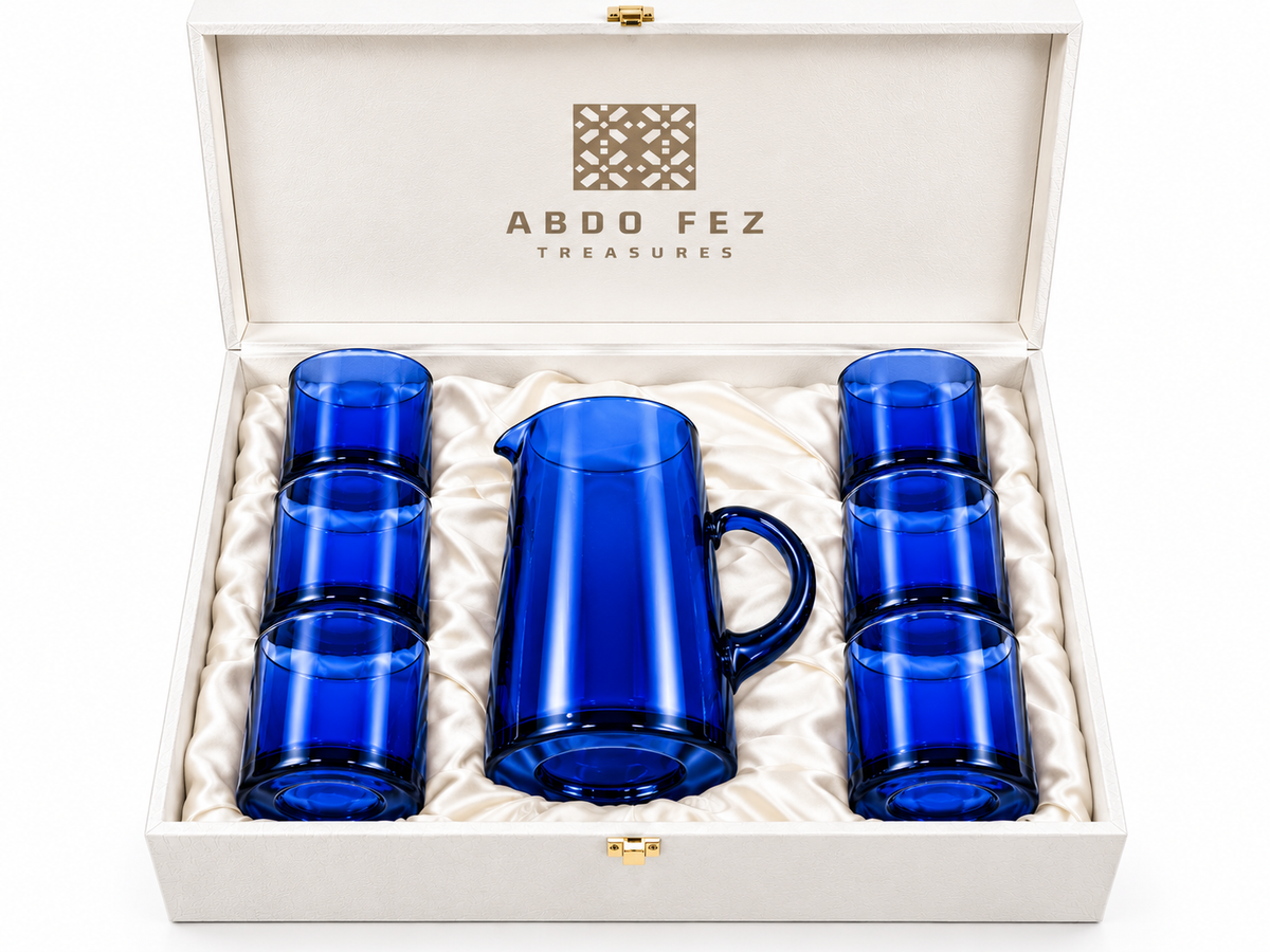 Blue Collection — 1 Water Carafe + 6 Water Glasses
