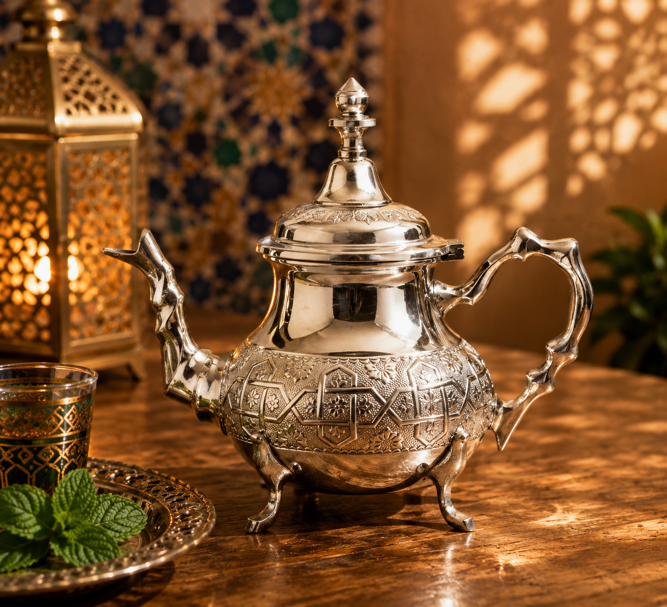 The Sultan’s Crest Teapot-Théière en Cuivre Fait Main