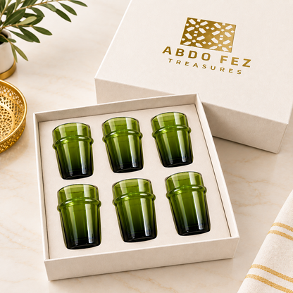 Set of 6 Handmade Moroccan Artisan Tea Glasses